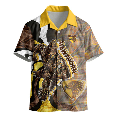 Personalised Hawthorn Hawks Kid Hawaiian Shirt Trippy Psychedelic Abstract Art Mascot Football Fans