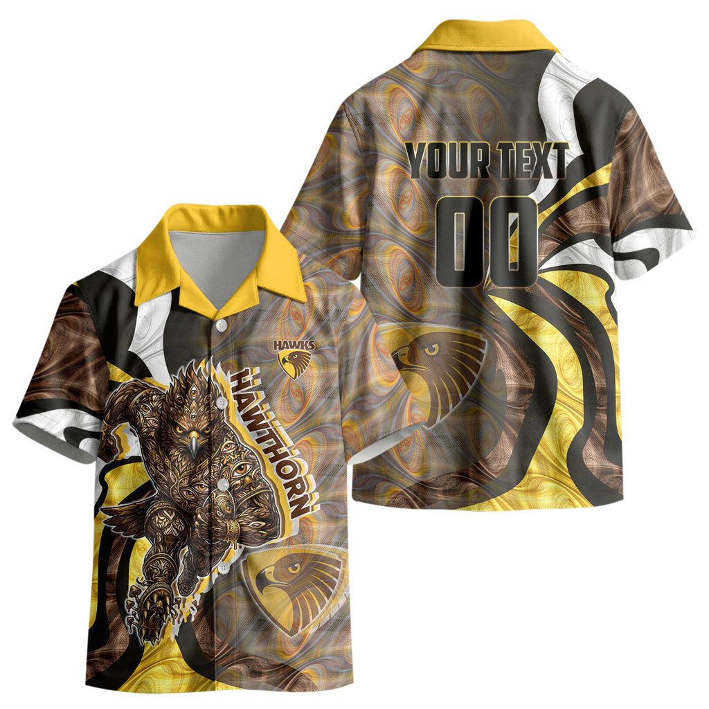 Personalised Hawthorn Hawks Kid Hawaiian Shirt Trippy Psychedelic Abstract Art Mascot Football Fans