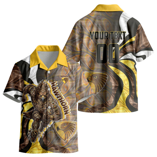 Personalised Hawthorn Hawks Kid Hawaiian Shirt Trippy Psychedelic Abstract Art Mascot Football Fans
