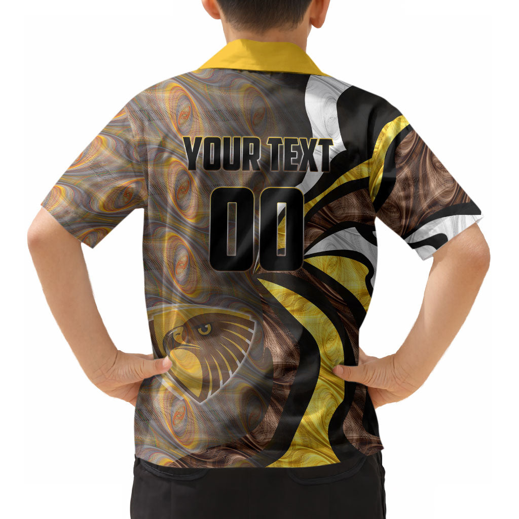 Personalised Hawthorn Hawks Kid Hawaiian Shirt Trippy Psychedelic Abstract Art Mascot Football Fans