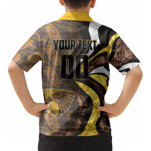 Personalised Hawthorn Hawks Kid Hawaiian Shirt Trippy Psychedelic Abstract Art Mascot Football Fans