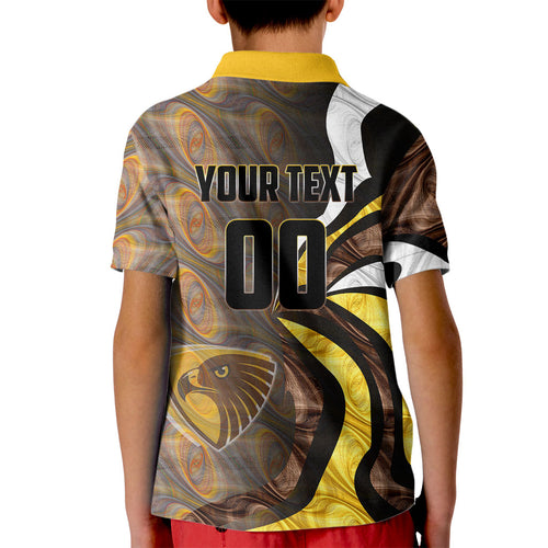 Personalised Hawthorn Hawks Kid Polo Shirt Trippy Psychedelic Abstract Art Mascot Football Fans