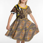 Personalised Hawthorn Hawks Kid Short Sleeve Dress Trippy Psychedelic Abstract Art Mascot Football Fans