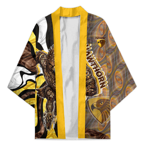 Personalised Hawthorn Hawks Kimono Trippy Psychedelic Abstract Art Mascot Football Fans