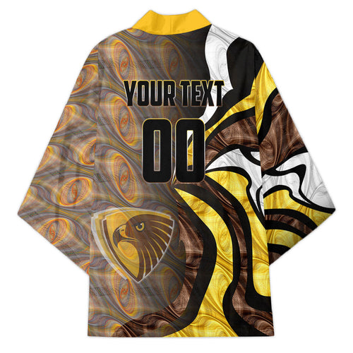 Personalised Hawthorn Hawks Kimono Trippy Psychedelic Abstract Art Mascot Football Fans
