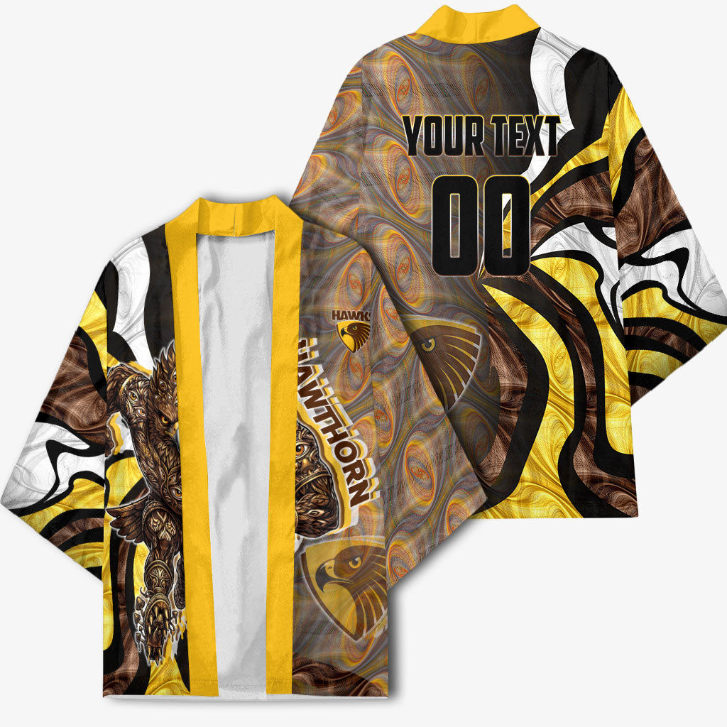 Personalised Hawthorn Hawks Kimono Trippy Psychedelic Abstract Art Mascot Football Fans