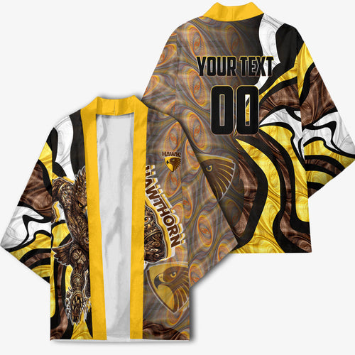 Personalised Hawthorn Hawks Kimono Trippy Psychedelic Abstract Art Mascot Football Fans