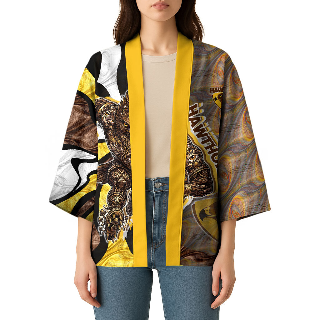 Personalised Hawthorn Hawks Kimono Trippy Psychedelic Abstract Art Mascot Football Fans