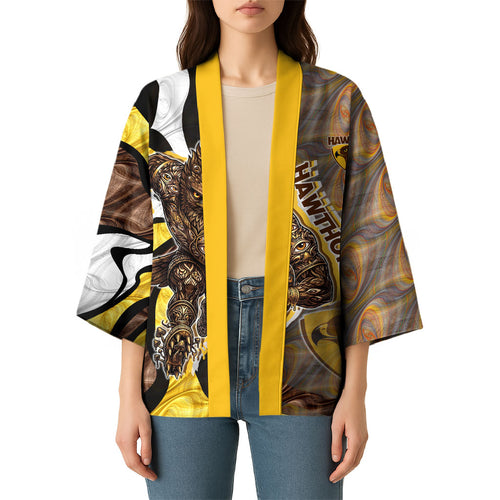 Personalised Hawthorn Hawks Kimono Trippy Psychedelic Abstract Art Mascot Football Fans