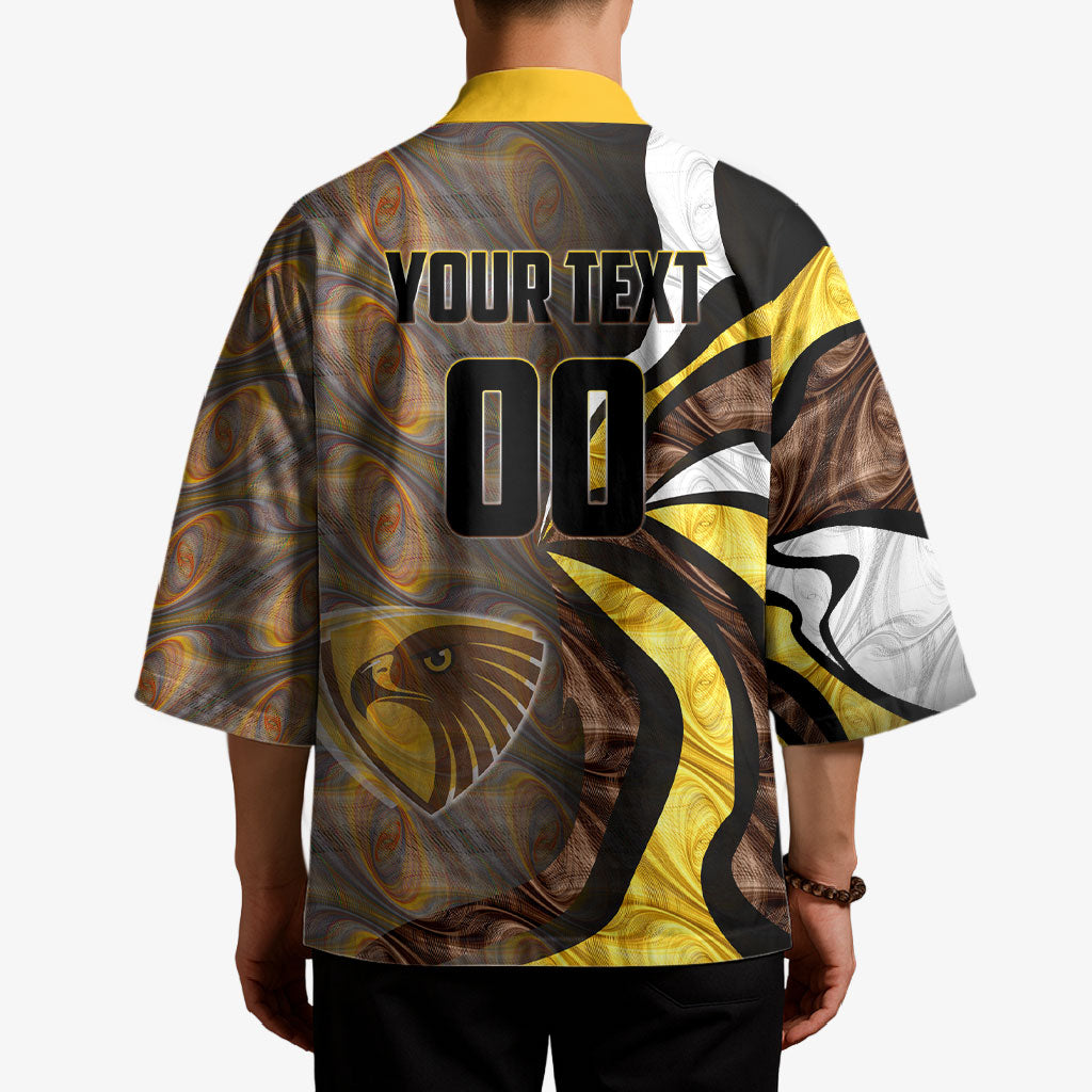 Personalised Hawthorn Hawks Kimono Trippy Psychedelic Abstract Art Mascot Football Fans