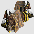 Personalised Hawthorn Hawks Kimono Sleeve Blouse Trippy Psychedelic Abstract Art Mascot Football Fans