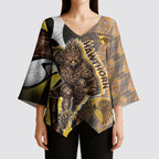 Personalised Hawthorn Hawks Kimono Sleeve Blouse Trippy Psychedelic Abstract Art Mascot Football Fans