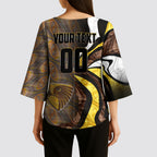 Personalised Hawthorn Hawks Kimono Sleeve Blouse Trippy Psychedelic Abstract Art Mascot Football Fans
