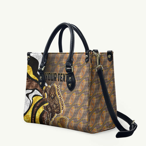 Personalised Hawthorn Hawks Leather Bag Trippy Psychedelic Abstract Art Mascot Football Fans