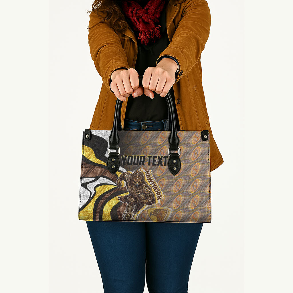 Personalised Hawthorn Hawks Leather Bag Trippy Psychedelic Abstract Art Mascot Football Fans