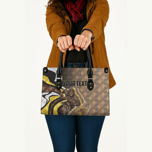 Personalised Hawthorn Hawks Leather Bag Trippy Psychedelic Abstract Art Mascot Football Fans