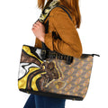 Personalised Hawthorn Hawks Leather Tote Bag Trippy Psychedelic Abstract Art Mascot Football Fans