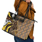 Personalised Hawthorn Hawks Leather Tote Bag Trippy Psychedelic Abstract Art Mascot Football Fans