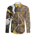 Personalised Hawthorn Hawks Long Sleeve Button Shirt Trippy Psychedelic Abstract Art Mascot Football Fans