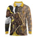 Personalised Hawthorn Hawks Long Sleeve Polo Shirt Trippy Psychedelic Abstract Art Mascot Football Fans