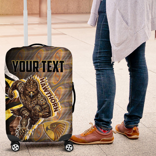 Personalised Hawthorn Hawks Luggage Cover Trippy Psychedelic Abstract Art Mascot Football Fans