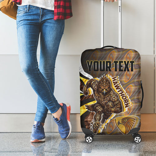 Personalised Hawthorn Hawks Luggage Cover Trippy Psychedelic Abstract Art Mascot Football Fans