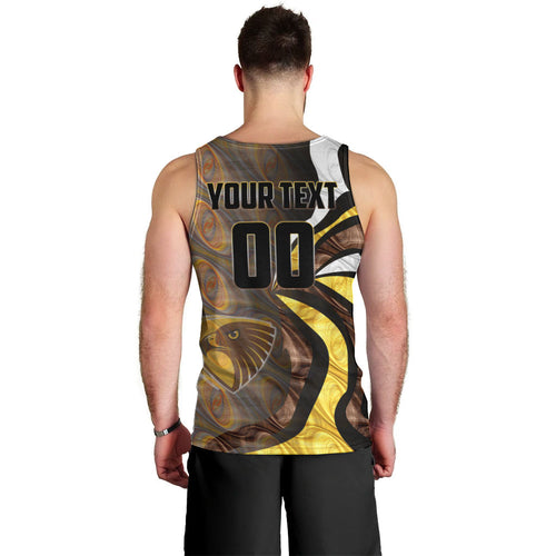 Personalised Hawthorn Hawks Men Tank Top Trippy Psychedelic Abstract Art Mascot Football Fans
