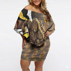 Personalised Hawthorn Hawks Off Shoulder Short Dress Trippy Psychedelic Abstract Art Mascot Football Fans