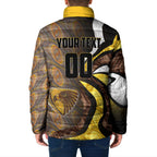 Personalised Hawthorn Hawks Padded Jacket Trippy Psychedelic Abstract Art Mascot Football Fans