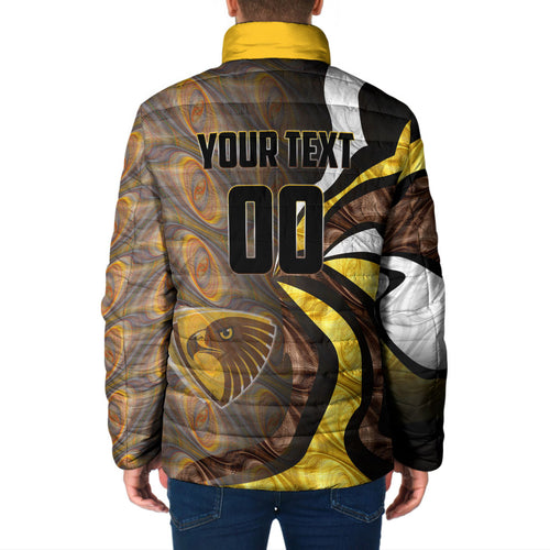 Personalised Hawthorn Hawks Padded Jacket Trippy Psychedelic Abstract Art Mascot Football Fans