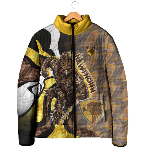 Personalised Hawthorn Hawks Padded Jacket Trippy Psychedelic Abstract Art Mascot Football Fans