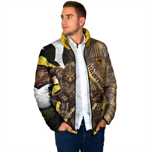 Personalised Hawthorn Hawks Padded Jacket Trippy Psychedelic Abstract Art Mascot Football Fans