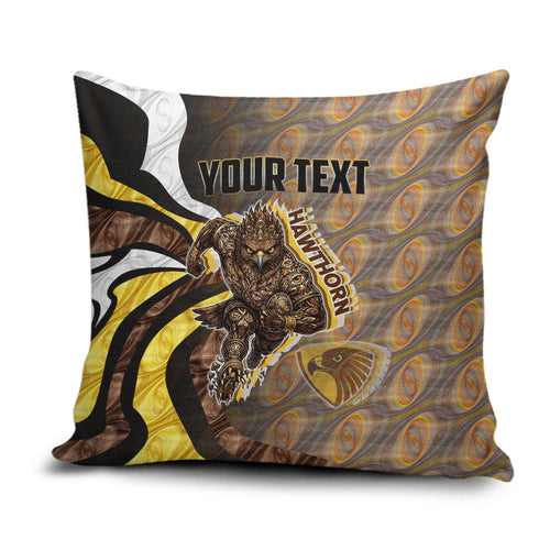 Personalised Hawthorn Hawks Pillow Cover Trippy Psychedelic Abstract Art Mascot Football Fans