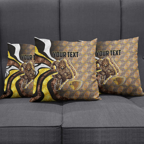 Personalised Hawthorn Hawks Pillow Cover Trippy Psychedelic Abstract Art Mascot Football Fans