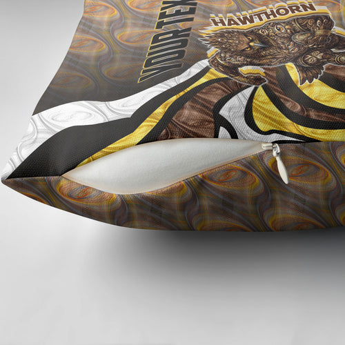 Personalised Hawthorn Hawks Pillow Cover Trippy Psychedelic Abstract Art Mascot Football Fans