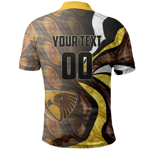 Personalised Hawthorn Hawks Polo Shirt Trippy Psychedelic Abstract Art Mascot Football Fans