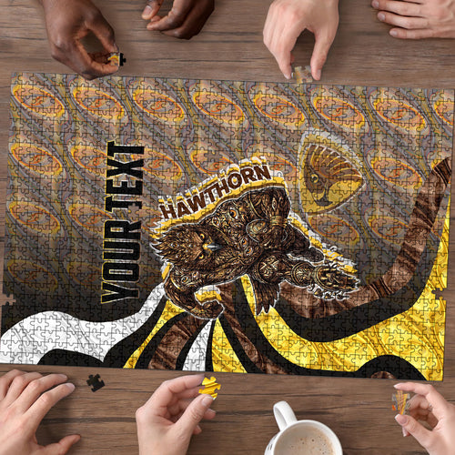 Personalised Hawthorn Hawks Puzzle Trippy Psychedelic Abstract Art Mascot Football Fans