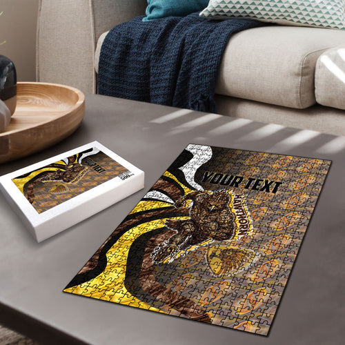 Personalised Hawthorn Hawks Puzzle Trippy Psychedelic Abstract Art Mascot Football Fans