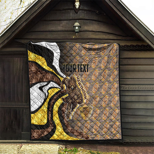 Personalised Hawthorn Hawks Quilt Trippy Psychedelic Abstract Art Mascot Football Fans