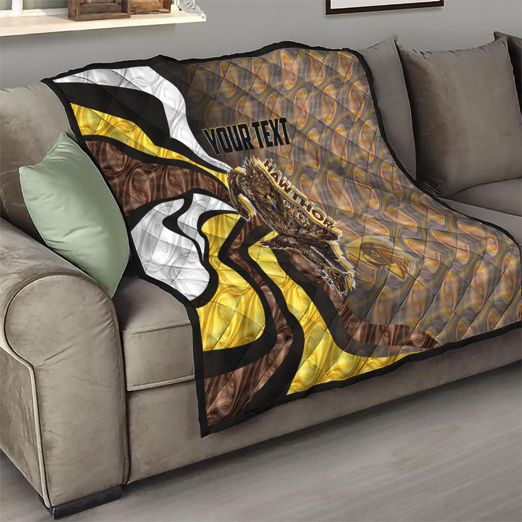 Personalised Hawthorn Hawks Quilt Trippy Psychedelic Abstract Art Mascot Football Fans