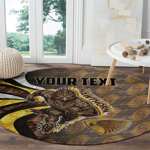 Personalised Hawthorn Hawks Round Carpet Trippy Psychedelic Abstract Art Mascot Football Fans