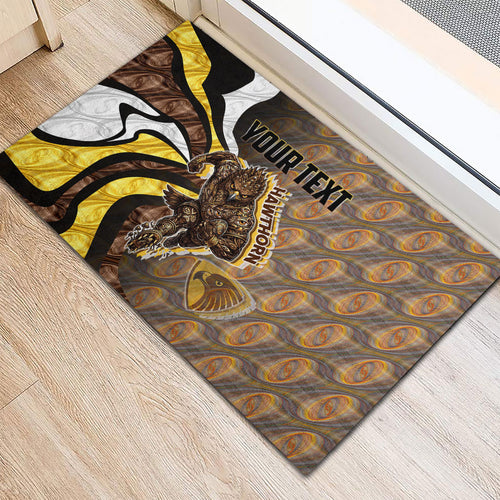 Personalised Hawthorn Hawks Rubber Doormat Trippy Psychedelic Abstract Art Mascot Football Fans
