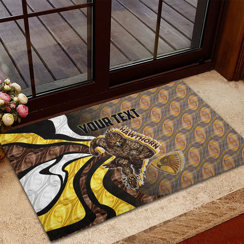 Personalised Hawthorn Hawks Rubber Doormat Trippy Psychedelic Abstract Art Mascot Football Fans