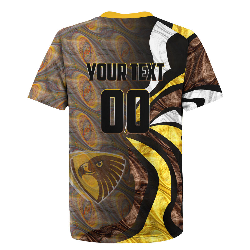 Personalised Hawthorn Hawks Rugby Jersey Trippy Psychedelic Abstract Art Mascot Football Fans