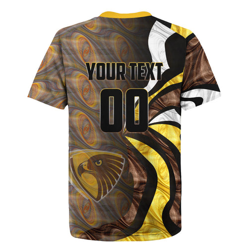 Personalised Hawthorn Hawks Rugby Jersey Trippy Psychedelic Abstract Art Mascot Football Fans