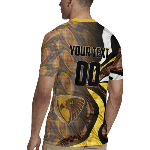 Personalised Hawthorn Hawks Rugby Jersey Trippy Psychedelic Abstract Art Mascot Football Fans