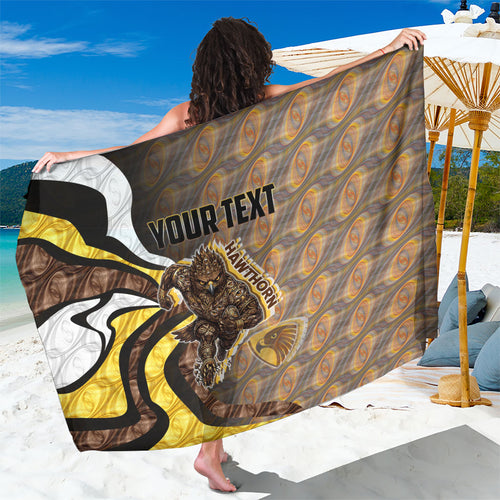 Personalised Hawthorn Hawks Sarong Trippy Psychedelic Abstract Art Mascot Football Fans
