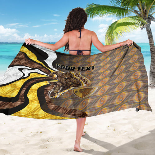Personalised Hawthorn Hawks Sarong Trippy Psychedelic Abstract Art Mascot Football Fans
