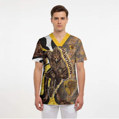Personalised Hawthorn Hawks Scrub Top Trippy Psychedelic Abstract Art Mascot Football Fans