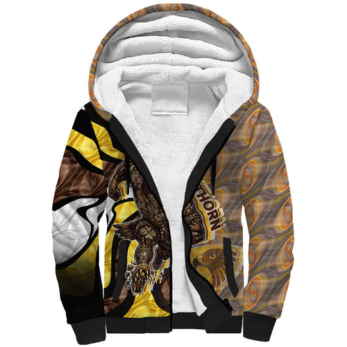 Personalised Hawthorn Hawks Sherpa Hoodie Trippy Psychedelic Abstract Art Mascot Football Fans